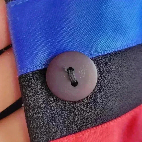 Vintage MAGGY LONDON Blazer Waist Jacket Size 14 Silky Rainbow Stripe Padded - Picture 9 of 15